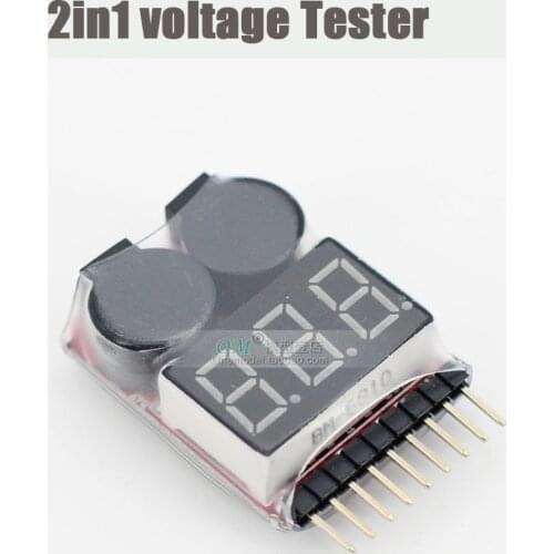 M./-1pcs/3pcs/6pcs/1-8S Lipo Li-ion Fe Battery Voltage 2in1 voltage Tester Low Voltage Buzzer LED 3.7-30V Dual Speaker BB ring