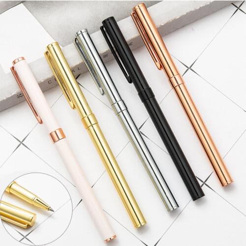 Metal Rollerball Pen 0.5mm Rose Gold Ballpoint Pen for School Office Writing Supplies Business Pen For Stationery Gifts