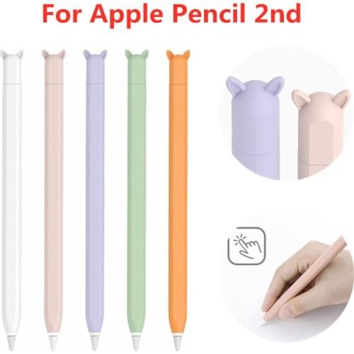 Anti-scroll Soft Silicone Protective Sleeve Pouch Case Skin Cover Cute Cat Ear Nib Cover For Apple iPad Pencil 2nd Generation