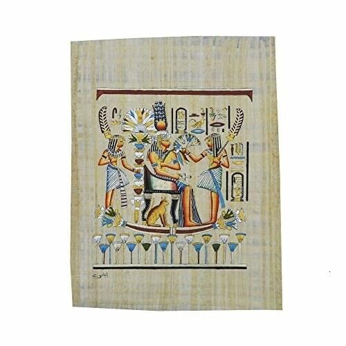 Nefertari sobre Papiro Original Hecho y Pintado a Mano en Egipto, 33x43 cm Aproximadamente Ref.12V-C