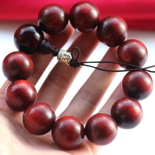 Wholesale 21mm Rosewood Bead Bracelet Rare Sandalwood Rosary Bracelet Alloy Buddha Head