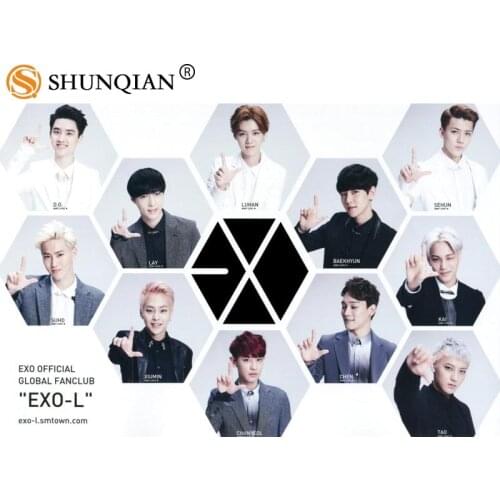 EXO Poster Silk Fabric Print Poster Print Cloth Fabric Wall Poster Custom Satin Poster 40X60cm,50X75cm,60X90cm