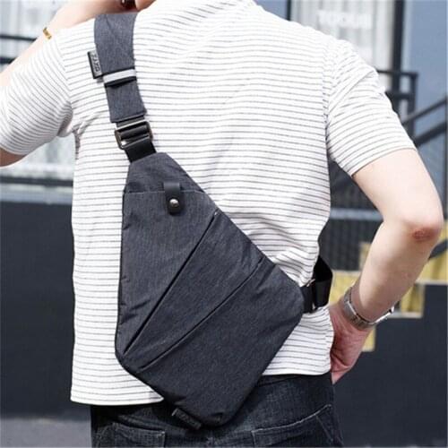 Simple Men Canvas Chest Bag Messenger Bag Crossbody Bag Black Casual Simple Single Anti Theft Shoulder Bag Fashion New