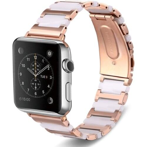 For Apple Watch Stainless Steel Strap Ceramic Strap Series 6/5 4 3 2 1 38 / 40MM Strap White Black For Apple Watch 42/44mm Strap