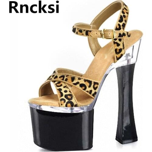 Rncksi Girl Sexy Wedding Party Square Heels Shoes Comfortable Women Sandals With Patform 18cm High Heels Pole Dance Sandals