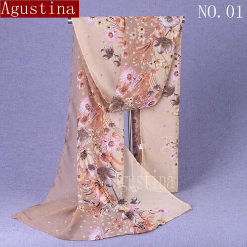 Chiffon floral scarf fashion head scarves ladies spring ponchos designer luxury brand woman stoles ladies shawls and wrap Hijab