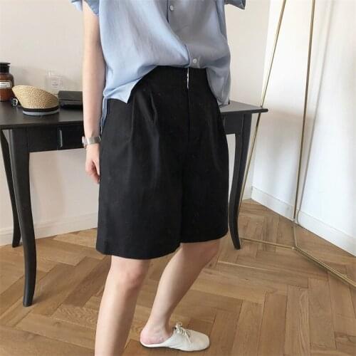 2021 New Summer Fashion Female Wide Leg Shorts Loose High Quality Women Shorts Cotton Casual Elegant Ladies Shorts T60