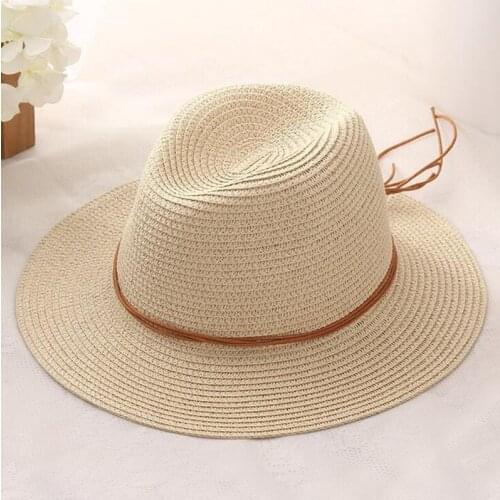 Seioum New fashion woman straw sun hats female jazz hat wide brim hand made lace straw hat casual woman summer shade beach hat