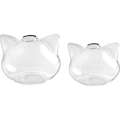 Cat Shaped Glass Vase Hydroponic Plant Flower Vase Terrarium Container Pot Decor 37MF