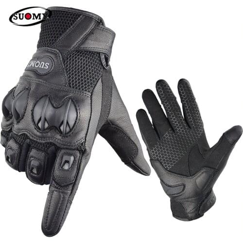 Suomy Summer 3D Mesh Motorcycle Gloves Leather Men Women Touch Screen Full Finger Protective Gear Cycling Guantes Moto S-XXL