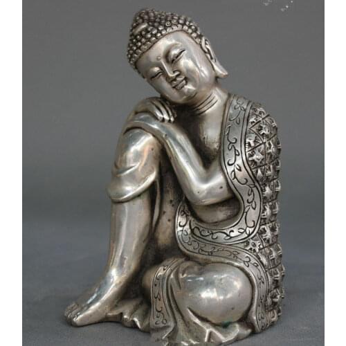 Tibet Tibetan Buddhism Silver Seat Sleep Shakyamuni Sakyamuni Buddha Statue