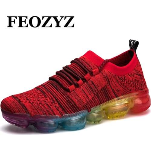 FEOZYZ Knit Vamp Running Shoes For Men Shock-Absorbing Air Sole Brand Sneakers Mens Trainners Athletics Shoes Zapatos Deportivos