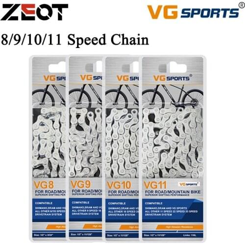 VG Sports MTB Road Bicycle Chain 7 8 9 10 11 Speed Velocidade Silver Mountain Road Bike MTB Chains Part 116 Links Free Shipping