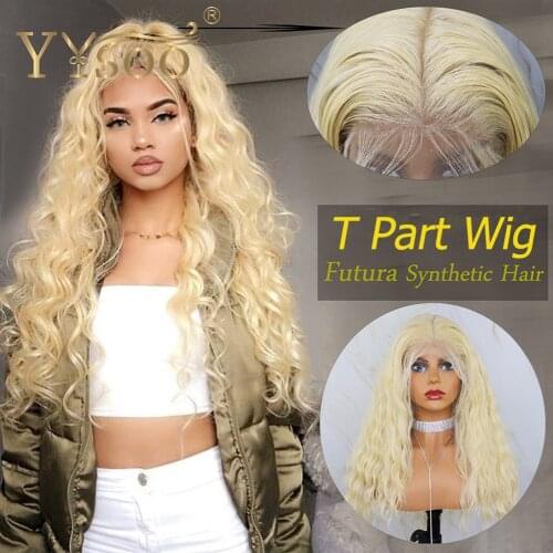 YYsoo Long 613 Color13x6 Synthetic Lace Front Curly Wigs for Women Japan Futura Heat Resistant Loose Wave Blonde Wig Baby Hair