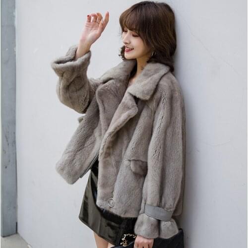 Full pelt real natural imported mink fur jacket womens clothing 2019 new winter short bristles young models outerwear coat