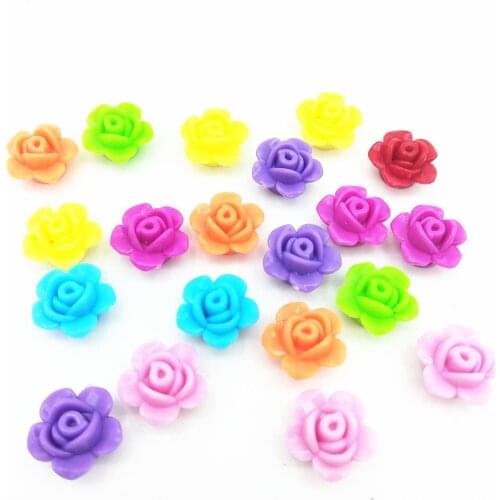 10pcs 13mm Mixed Rose Flower Acrylic Loose Beads Cabochon Flatback DIY Scrapbooking Materials