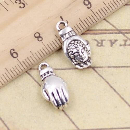 10pcs Charms Buddhism Hand Buddha Palm 18x8mm Tibetan Bronze Silver Color Pendants Antique Jewelry Making DIY Handmade Craft