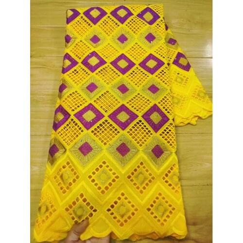 100% Cotton New Fabric fast shipping Gorgeous Embroidery Diamond inlay African Material For Muslim to make clothes Dress