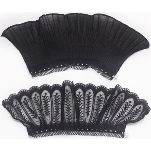 Null 2Pcs/Pair 4 Styles Women Girls Fake Flare Sleeves Floral Lace Pleated Ruched False Cuffs Sweater Blouse Apparel Wrist