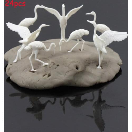 24pcs plastic Birds Small figure Toy Red-crowned Crane model train 1:50 O Scale New GY25050 railway modeling