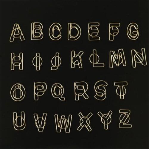 26 Styling English Letters Paper Clip Imitation Gold Paperclip English Name Spelling Combination Pin File Decorative Bookmark