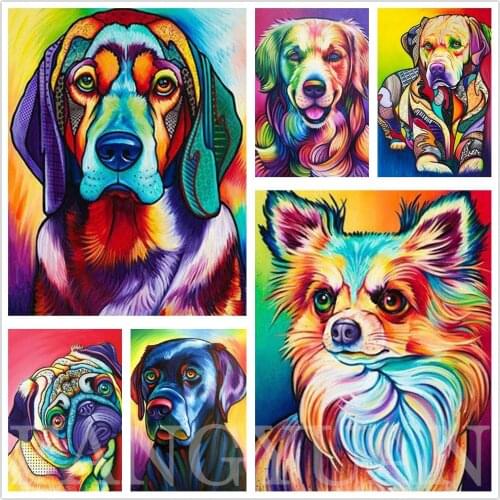 Colorful Dogs Diamond Painting 5D Diy Full Drill Animal Pitbull Poodle Dachshund Rhinestone Embroidery Cross Stitch Art Decor