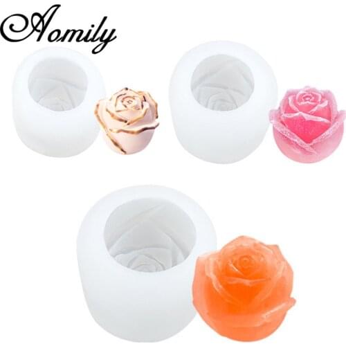 Aomily 3D Rose Silicone Ice Mold Whiskey Ice Ball Making Cake Molds Chocolate Fondant Mold Bakeware Party Baking Accessories
