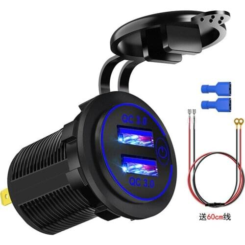 12V-24V Car Motorcycle Cigarette Lighter Dual USB Charger Car Boat Motorcycle Cigarette Lighter Sockets Power Plug Outlet LED