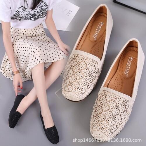 Hand-sewn Espadrilles shoes woman flower crystal hollow breathable oxfords pregnant nonskid soft slip on moccasins flats loafers