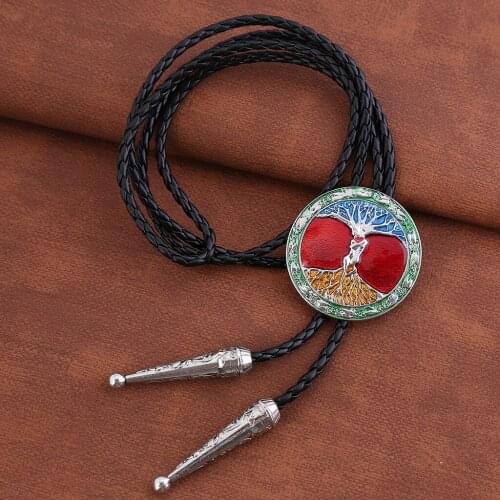 European and American new style bolo tie, tree of wisdom bow tie, fashionable mens leather cord necklace