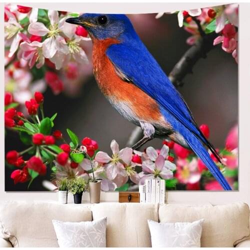 Hawkalice Birds Tapestry Robin Birds Wall Tapestry Titmouse Tapestry Nature Landscape Hippie Wall Hanging For Room 90x59 Inches