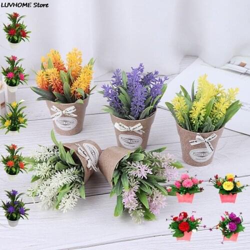 Artificial Flowers Xmas Party Decor Faux Fake Flowers Wedding Home Potted Flowers Decor bonsai