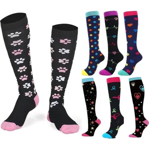 27 Styles Men Women Compression Stocking for Marathon Cycling Varicose Veins Sports Anti Fatigue Pain Relief Knee High Stockings