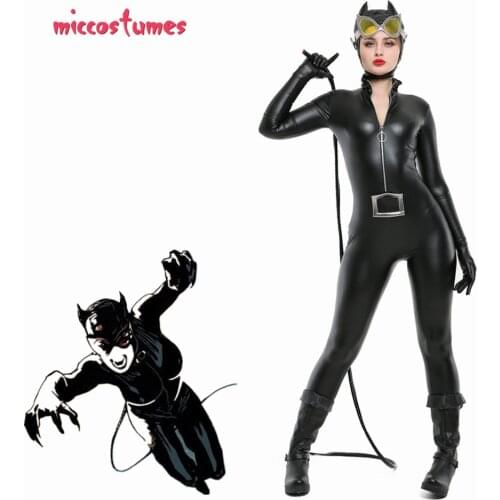 Cat Cosplay Costume Black Bodysuit Jumpsuit Woman Halloween Outfit