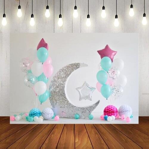 Colorful Balloon Moon Gift Child Birthday White Background Party Scene Decoration Studio Photography Photo Cloth