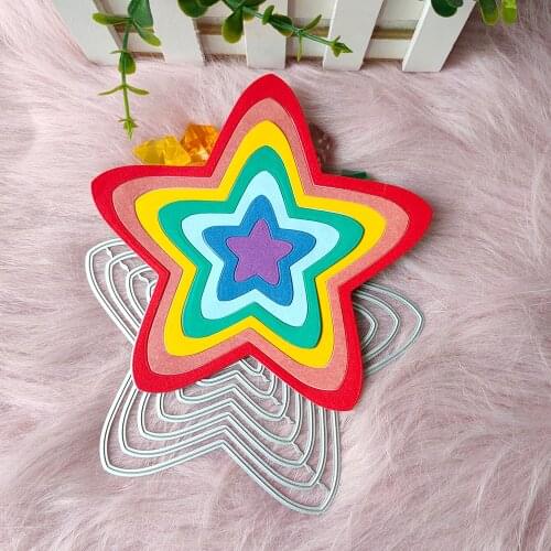 New 6-piece set Pentagram Metal Cutting Dies Decorative DIY Scrapbooking Steel Craft Die Cut Embossing Paper Cards Stencils