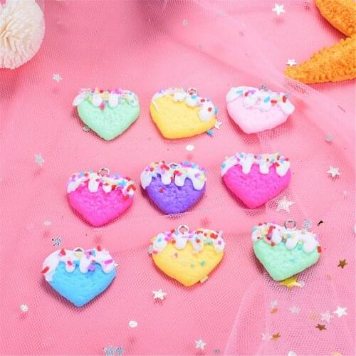 10pcs/bag Cute Lovely Love Heart Ceramic Pendant Necklace For Students Girls Best Friends Handmade Resin Charm Jewelry Gift Cute