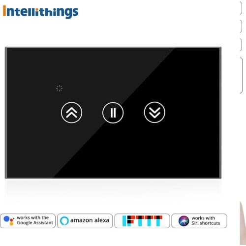 US Type Smart Home Touch Black Curtain Switch for Roller Motor Slide Motor Tuya Control Alexa Gooogle Home IFTTT Control