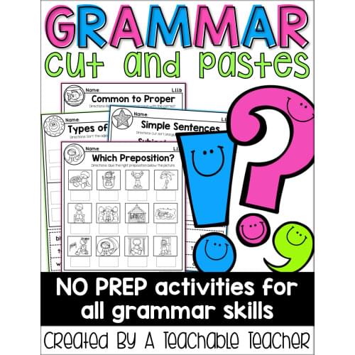 First Grade Grammar Cut and Pastes Learning PDF Electronic File
