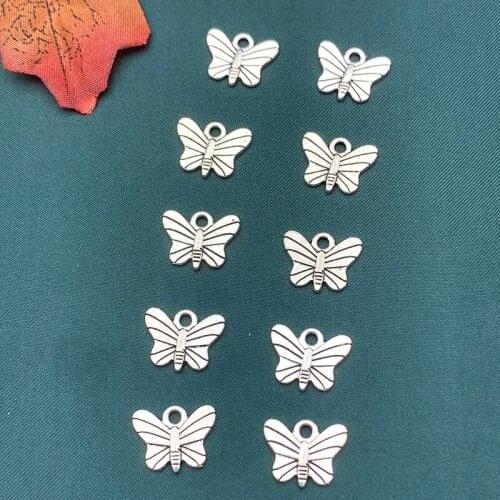 10Pcs Zinc Alloy Butterfly Charms Vintage Tibetan Silver Pendants Accessories Wholesale For Jewelry Making DIY Earring Findings