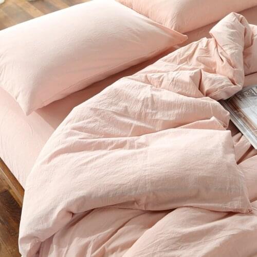 AHSNME 100% Cotton Bedlinen Super Soft Bedclothes Bedcover Simple Pink Duvet Cover Pillowcase Washed comforter bedding sets