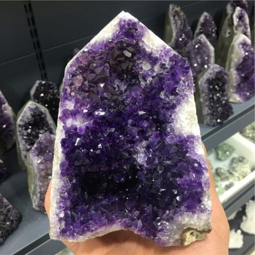 Natural Amethyst Cluster Cathedral Raw Stone Mineral Crystal Obelisk Point Healing Gem Collection from Brazil