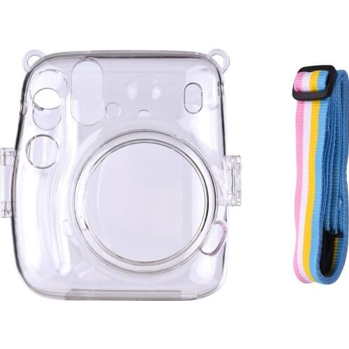 Instant Camera Transparent Protection Case with Rainbow Lanyard Replacement for Fujifilm Instax Mini 11/Mini 8/9/ Mini 7c/7s