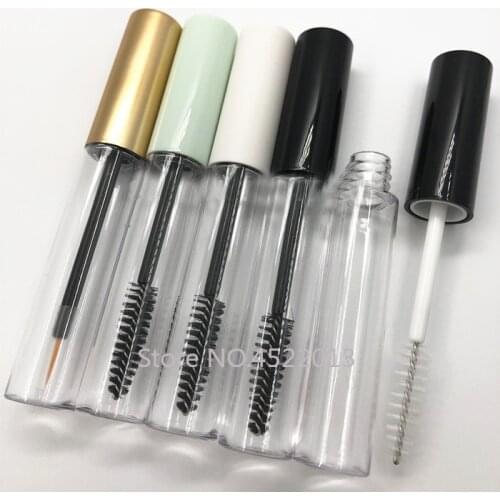 10ML Empty Clear Mascara Tube with White/Black/Silver/Gold/Green Lid, Plastic Cosmetic Makeup Eyelashes Cream Refillable Bottle