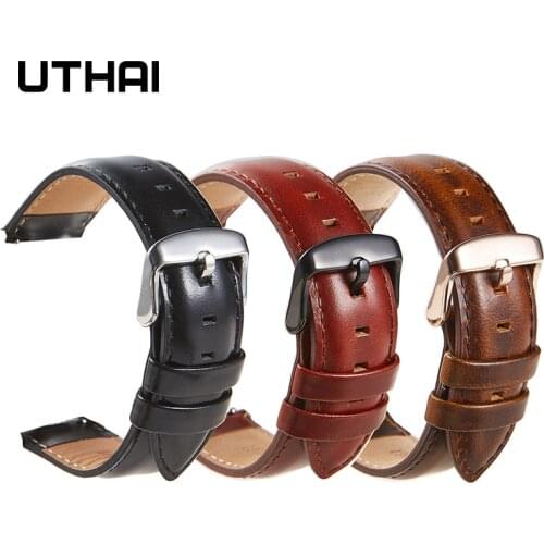 UTHAI P100 Watchbands leather watch strap Quick release spring bar 22mm watch band for galaxy watch 46mm/Huawei watch GT