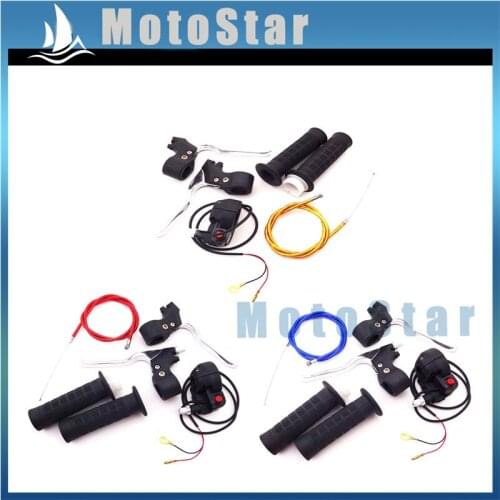 Hand Grips + Kill Stop Switch + Twist Throttle + 115mm 825mm Throttle Cable + Brake Lever For 2 Stroke 47 49cc Pocket Mini Bike