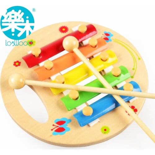 Handheld multicolour wooden knocking piano musical instrument toys for baby