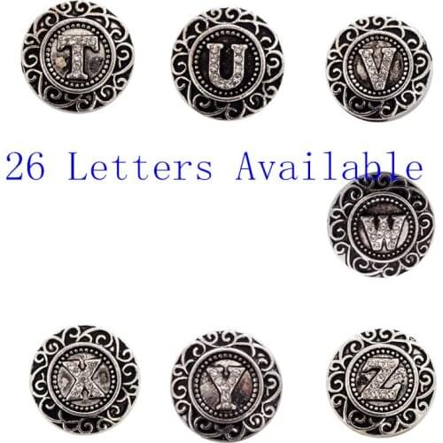 Interchangeable Ginger snaps Jewelry Accessory With Crystal Alphabet Metal Letter Buttons Snap Jewelry Drop Shipping MDB18-22