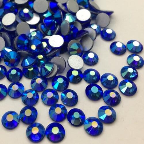 All Sizes Blue AB color Nail Art Rhinestones SS3,4,5,6,8,10,12,16,20,30 Non hotfix Glue on Flatbacks Glass Crystals