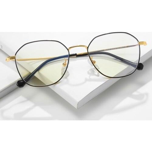 TR90 Anti-Blue Ray Eyeglasses Thin Gold Metal Prescription Eyewear Frame Black Lightweight Computer Glasses Frame for Women Men